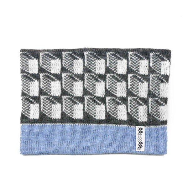 snood gray top pale blue inside
