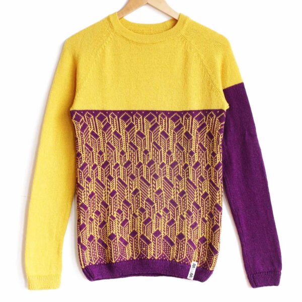 sweater City yellow top purple bottom